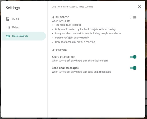 Google Meet Host controls 
